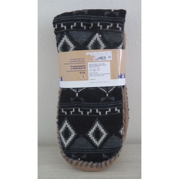 Muk Luks Men's Sz L/XL (11-13) Black/Gray Geometric Slip Resistant Slipper Socks - Picture 2 of 4